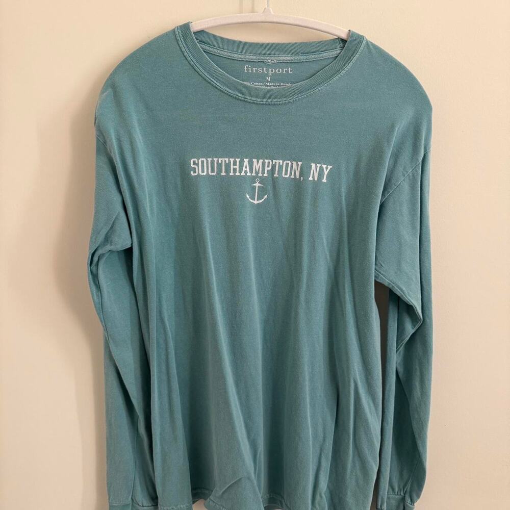 men’s light green-blue FIRSTPORT “Southampton, NY” long-sleeve shirt [M]